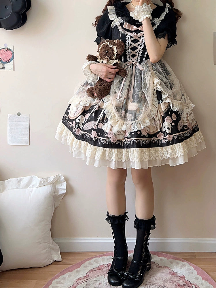 Sweet Date~Wedding Lolita Dress Bridal Elegant Retro JSK Daily Lolita Shirt   