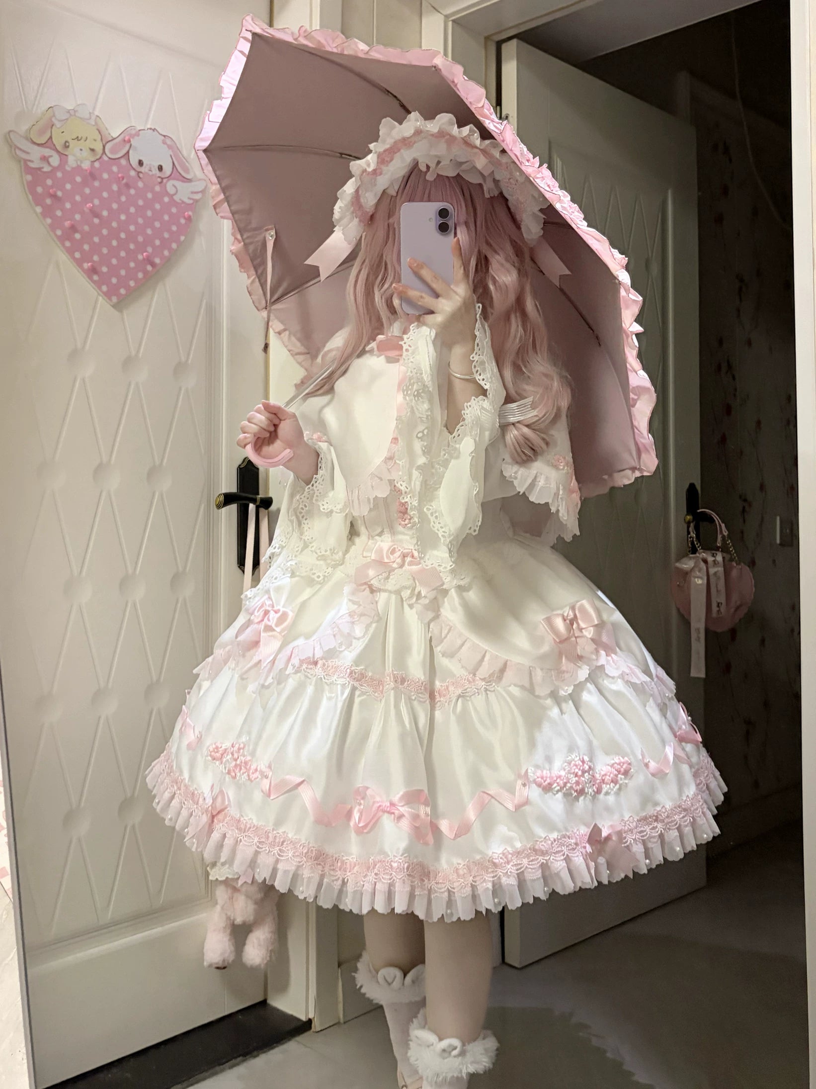 Charlotte Bouquet - Old School Lolita JSK Set, Embroidery & Bows 45093:835376