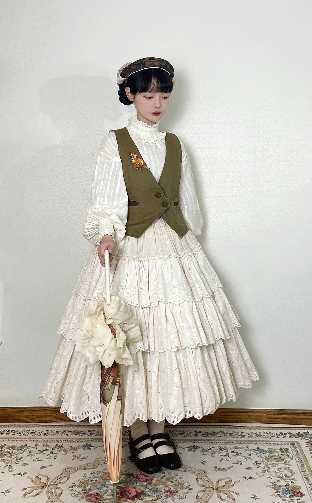 (BFM)Miss Point~Customized Lolita Skirt Embroidery Lace Cotton Lolita Skirt 31828:370832