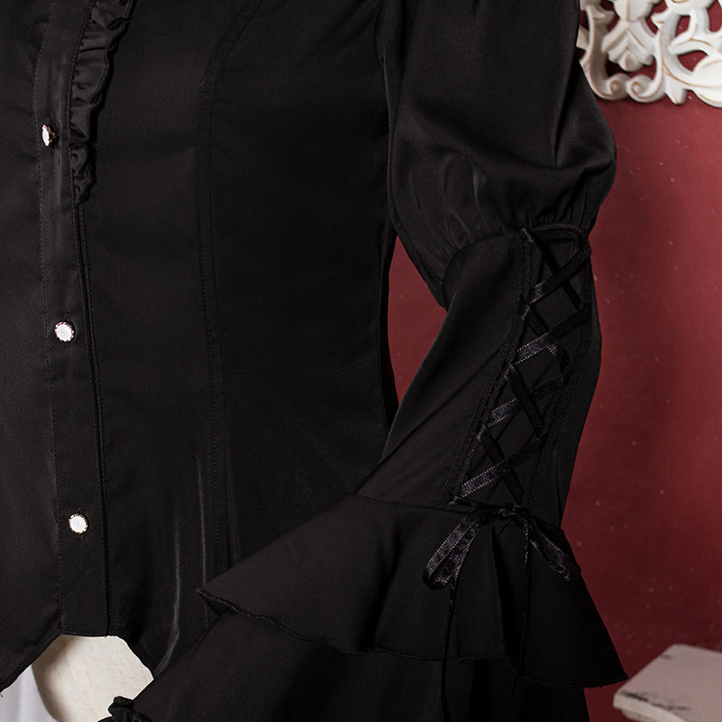 (Buyforme)Ocelot~Gothic Lolita Halloween Bat Black and White Blouse