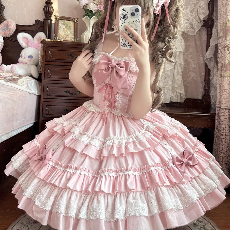 ZhiJinYuan - Sweet Mousse - Sweet Lolita JSK in Playful Colors with Bow Decoration