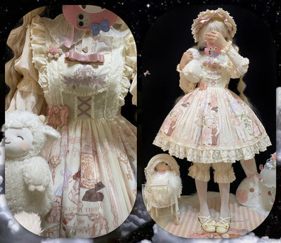 3 Puppets~Elegant Lolita Bear Embroidery Mutton Sleeve Blouse   
