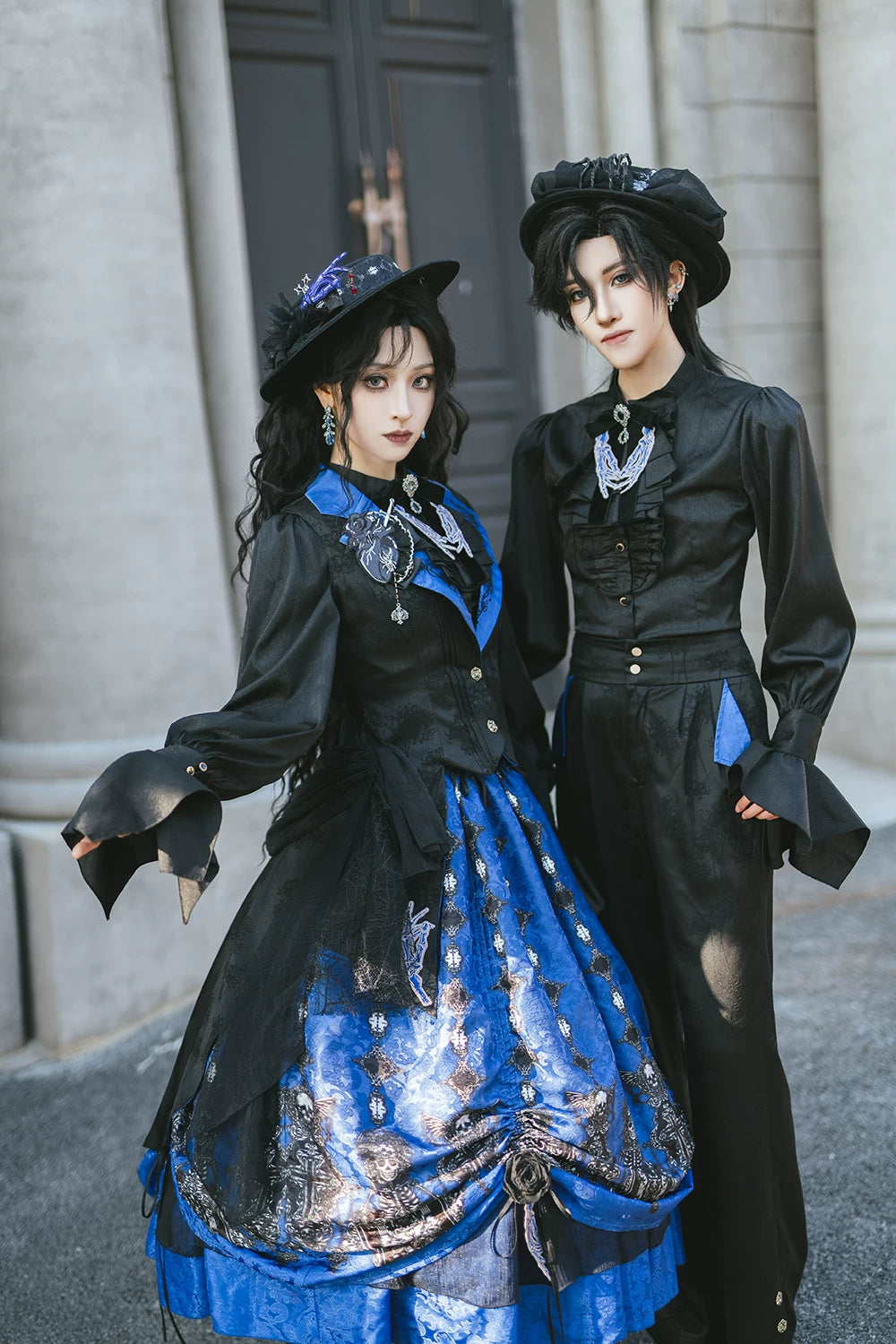 Moonnight Return - Stand Collar Ouji Lolita Shirt, Irregular Cuffs 44595:816294