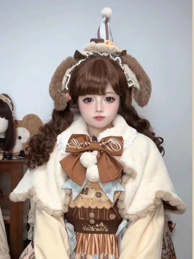 Star Fantasy - Cookie - Winter Plush Lolita Cape, Headdress