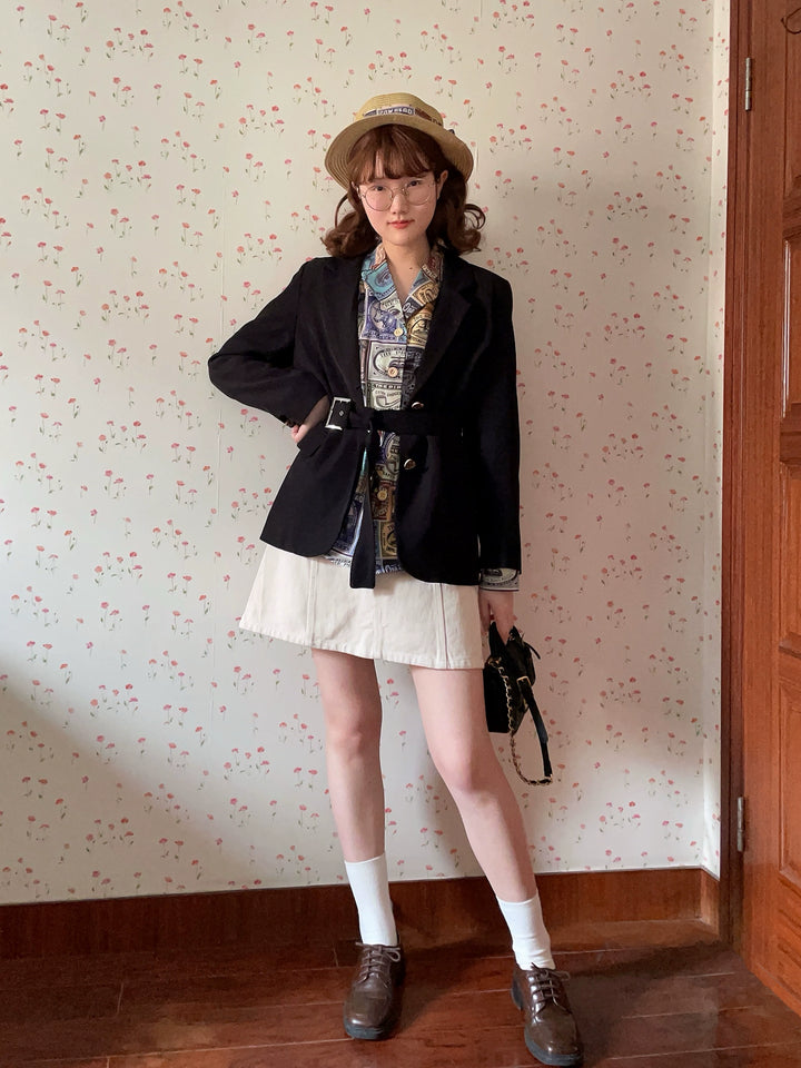 Miss Cube - Antique Label - Retro Lolita Shirt American Customized Loose Print Blouse 35672:497602