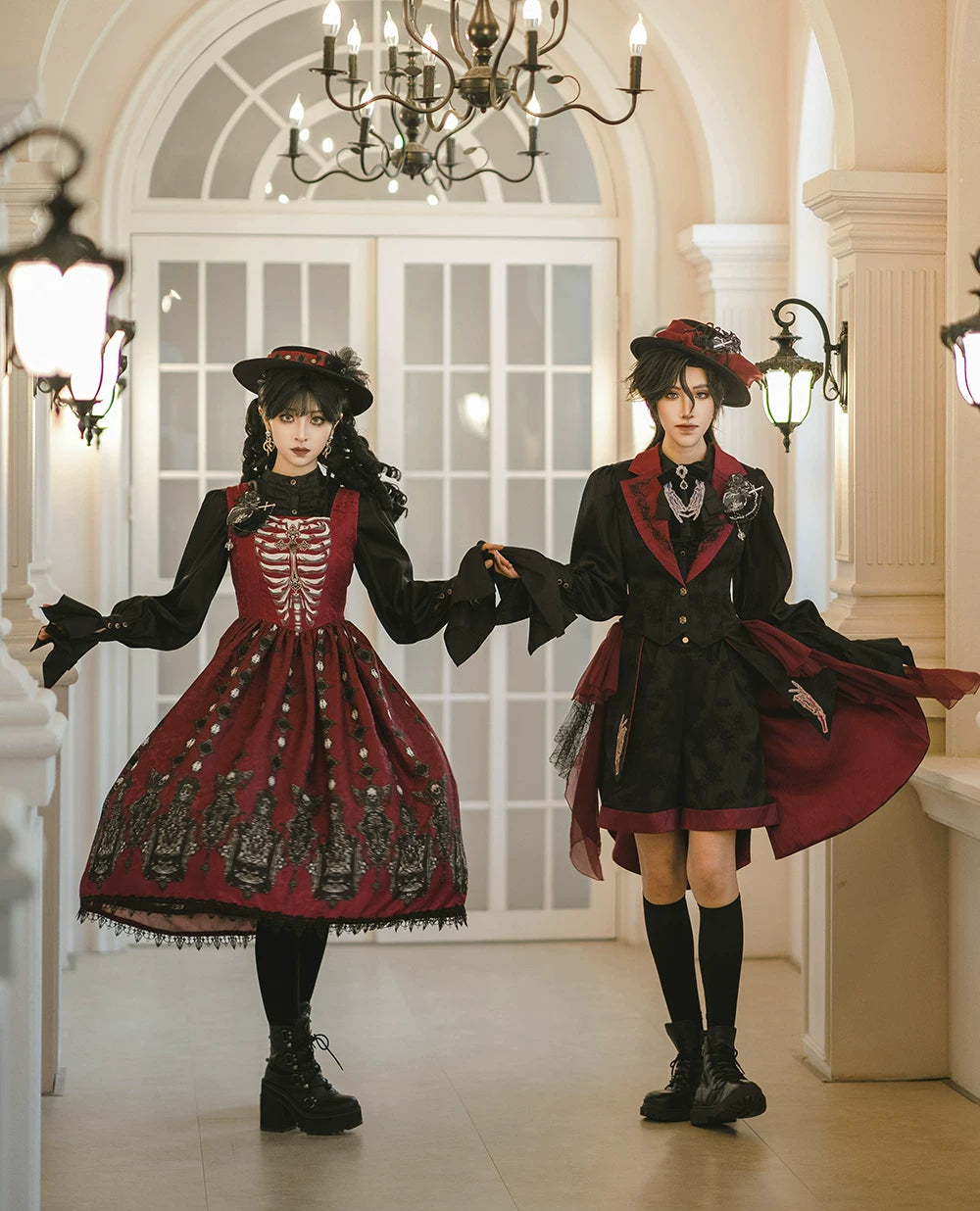 Moonnight Return - Gothic Lolita JSK Dress, Skeleton & Cross Print 44638:816242