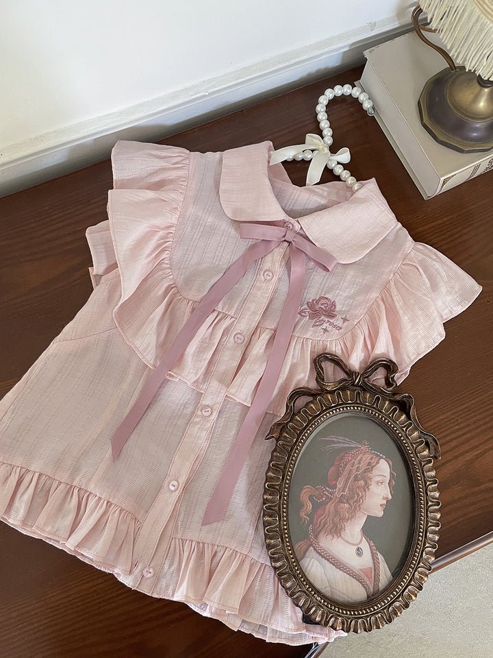Tan Tuan~Sweet Lolita Short Sleeve Shirt Suit Multicolors S pink sleeveness blouse 