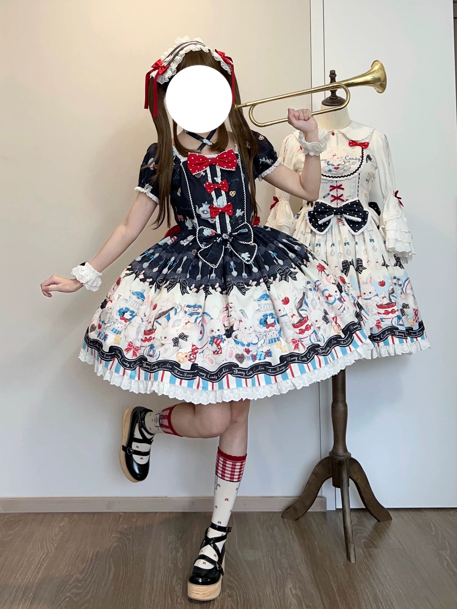 Myth Rabbit Tea Party - Sweet Lolita Dress Set, Bunny Print JSK 44460:809369
