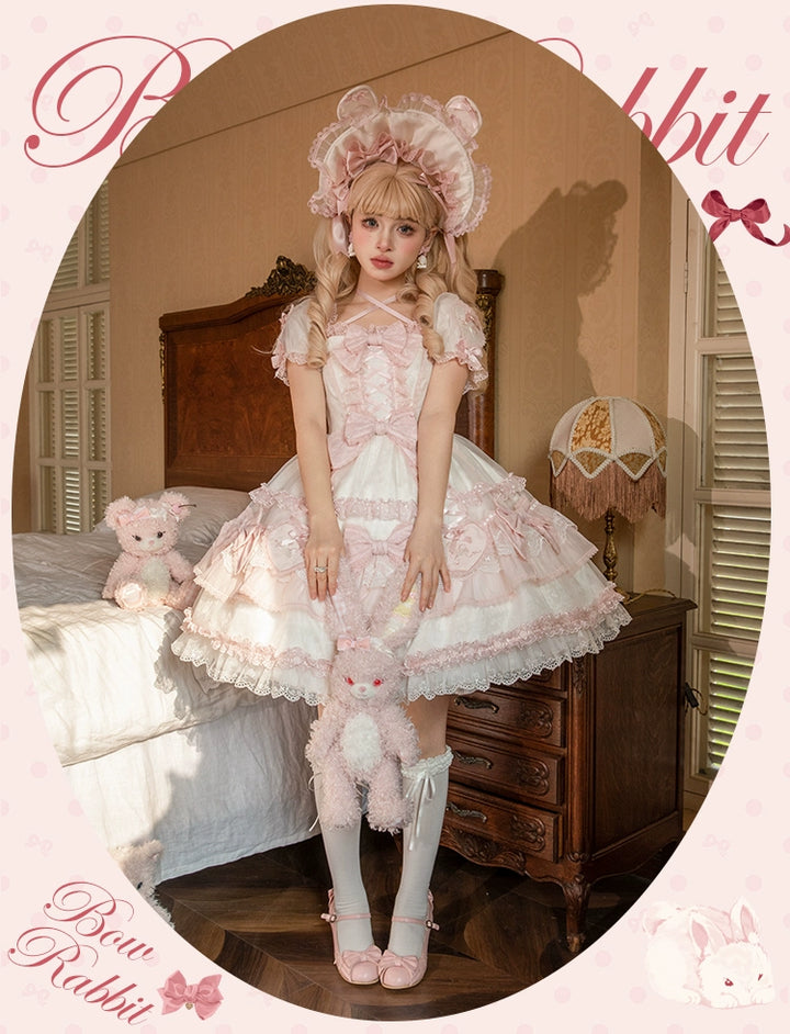 Mademoiselle Pearl~Bow Rabbit~IP Collab Sweet Lolita OP in Multiple Styles 43054:763944