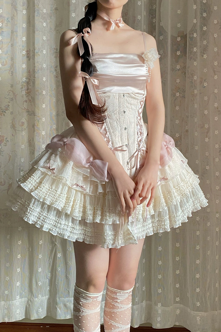 Caramel Antique~Feather Feast~Elegant Lolita Dress Ballet Dress Full Set   