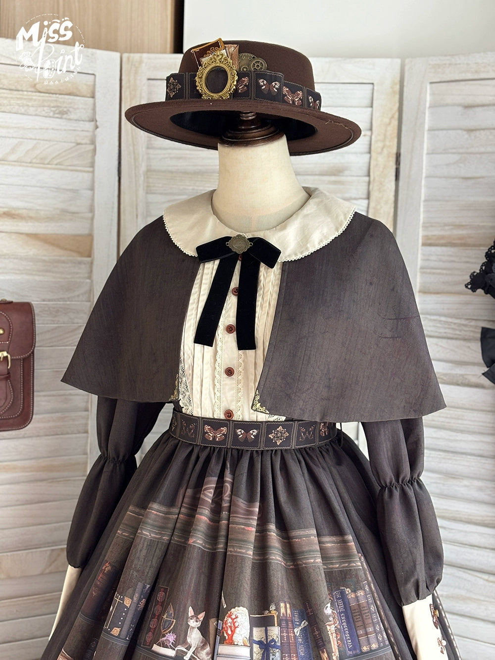Miss Point - German Bookshelf - Classic Lolita OP Dress & Detachble Cape 44023:792372