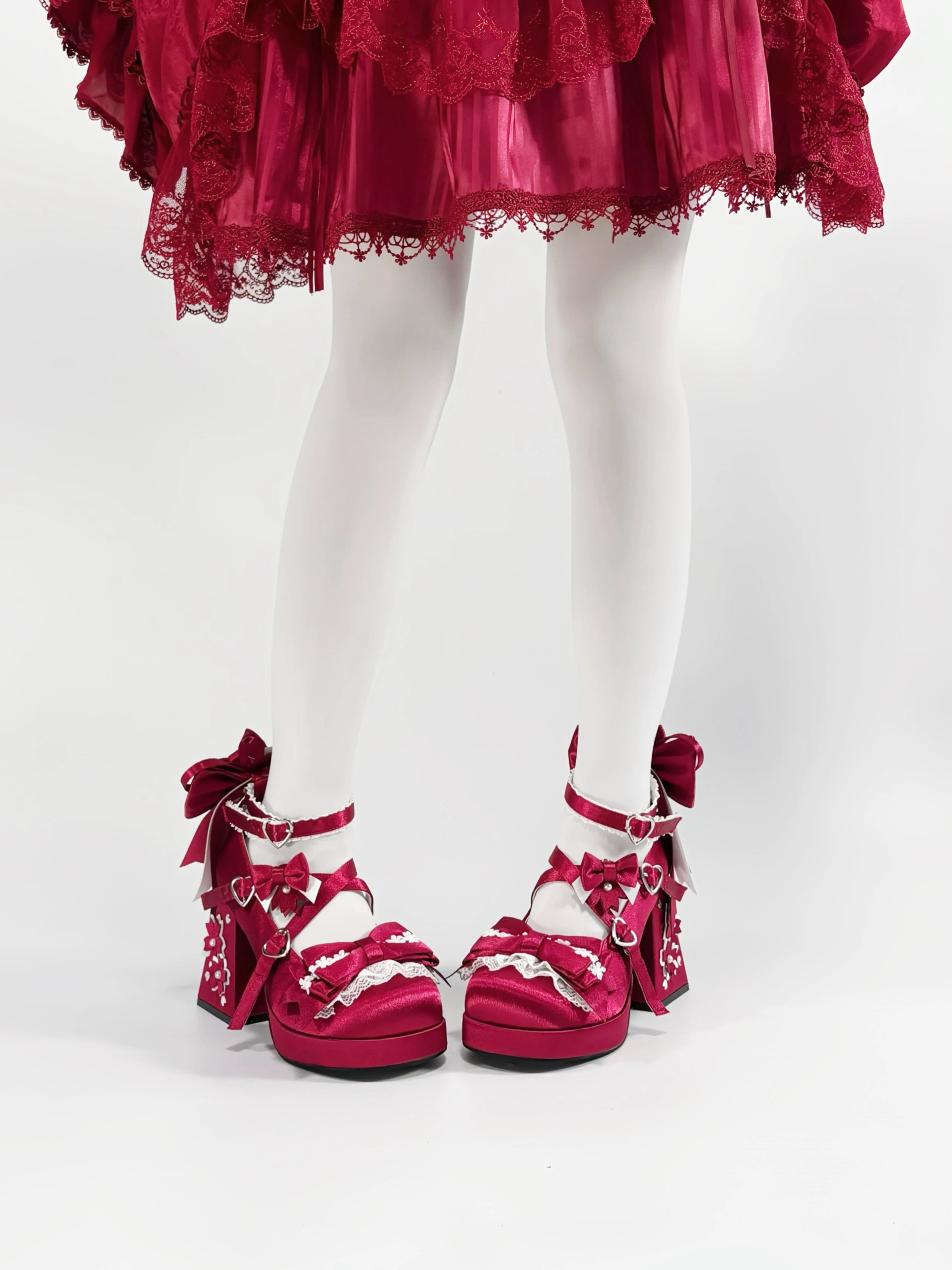 Sakura Oath - Sweet Lolita Chunky Heel, 3D Floral Decoration 44458:808976