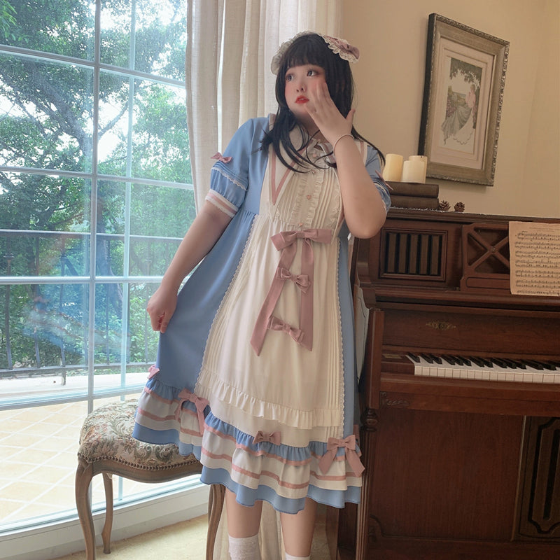 Niu Niu~Candy Sweethearts~Plus Size Lolita OP Short-Sleeve Princess Dress XL pink 