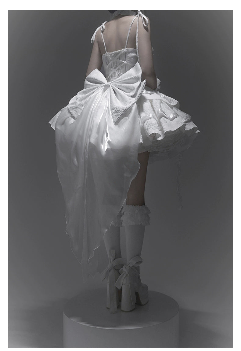 Silent Manor - White Gothic Lolita Fishbone JSK Dress 43499:777814
