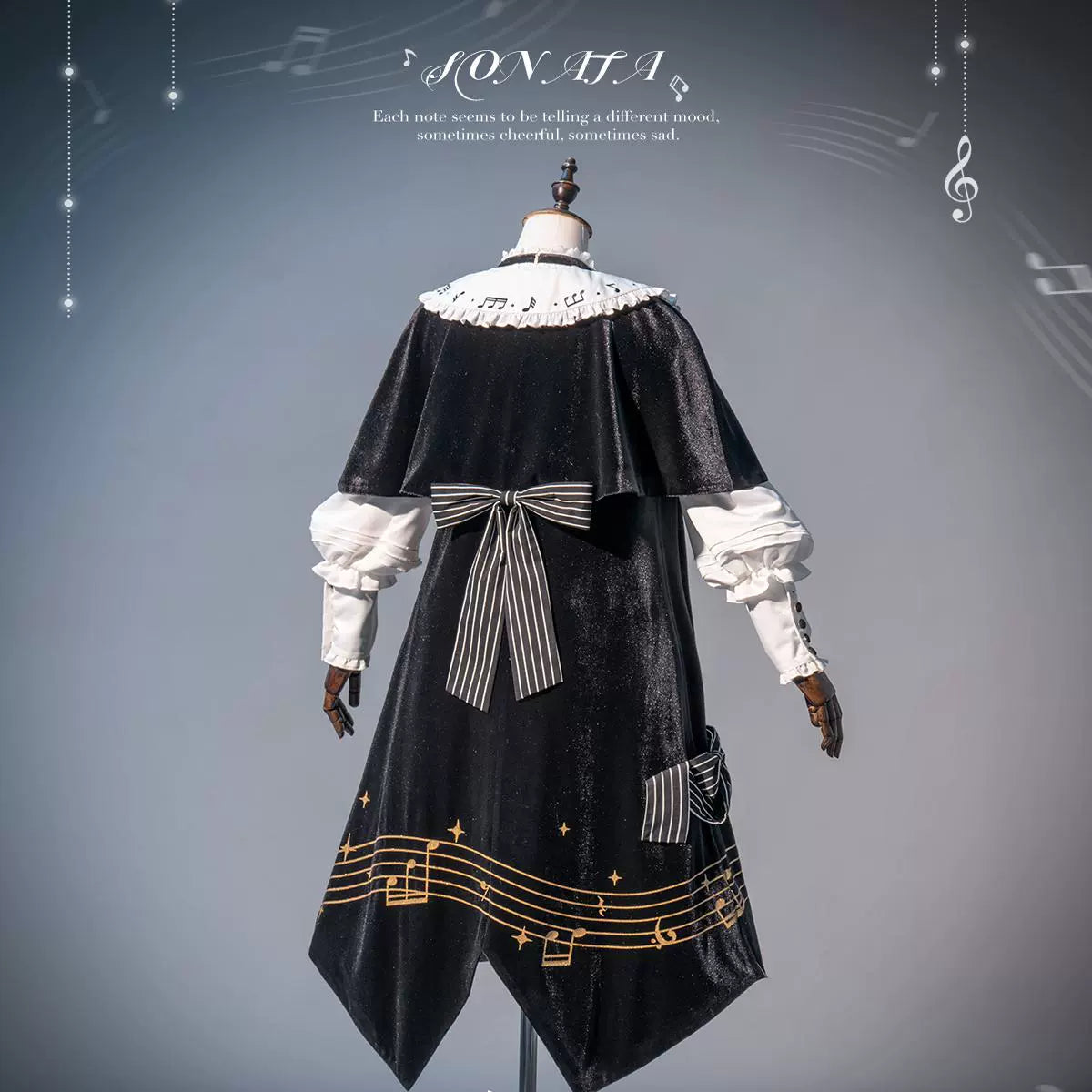 Forest Fluorescent Carps - Black and White Sonata - Ouji Lolita Vest Suit and Vintage Lolita OP Dress 42067:724837