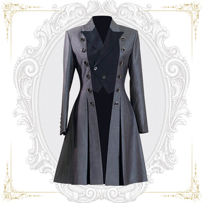 Immortal Thorn~Ouji Lolita Long Retro Coat M light gray coat 