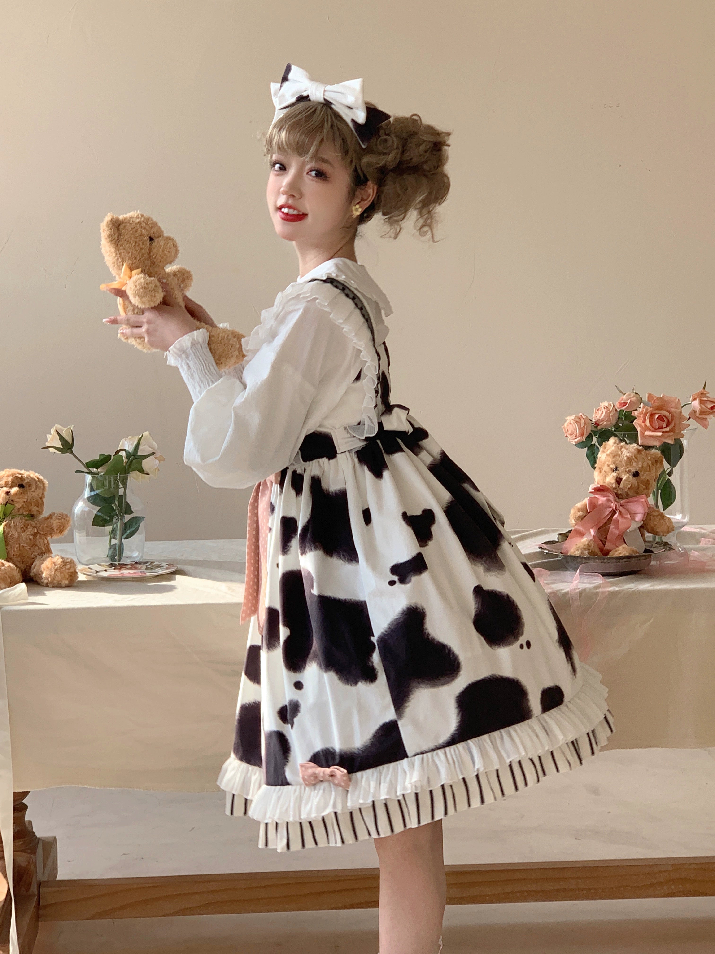 Polaris Lolita - Milky Dango - Cow Spot Kawaii Lolita JSK, Side Pockets 44304:803795