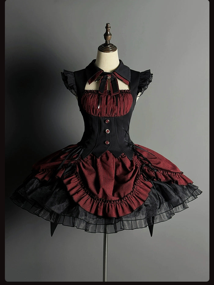 Alice Girl - Lolita Potion - Gothic Lolita JSK Halloween Sleeveless Lolita Dress Burgundy XS
