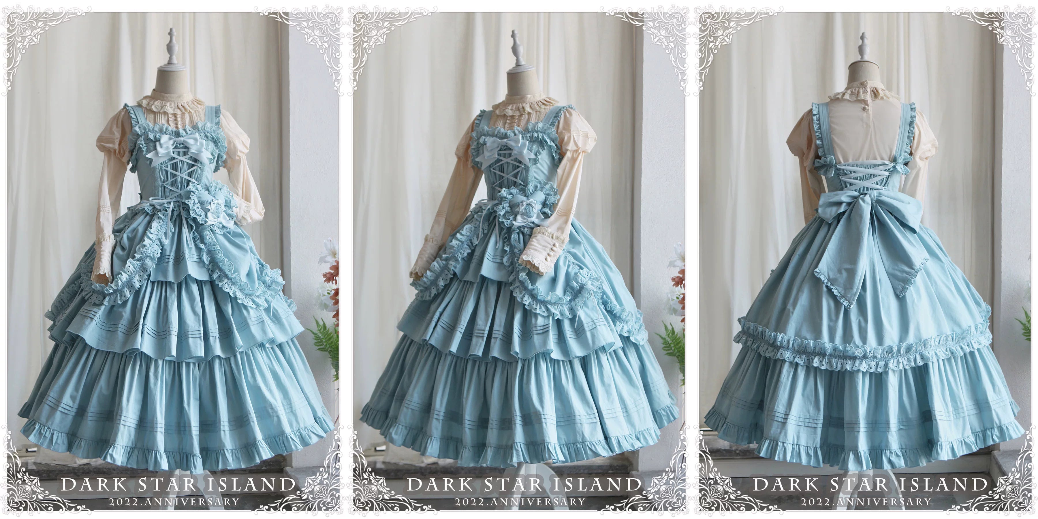 Cotton Gothic Lolita Long JSK, Drawn-up Hem