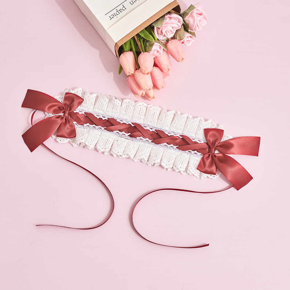 Sugar Time - Kawaii Lolita Cat Ears Design Headband a burgundy headband