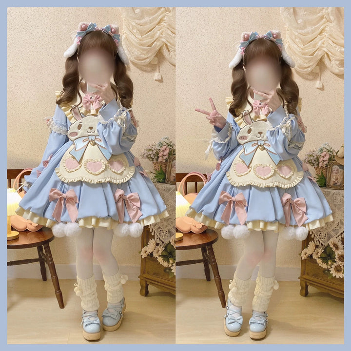 Cute Girl~Zero Card Rabbit~Kawaii Lolita OP Dress Long Sleeve Dress 34768:466274