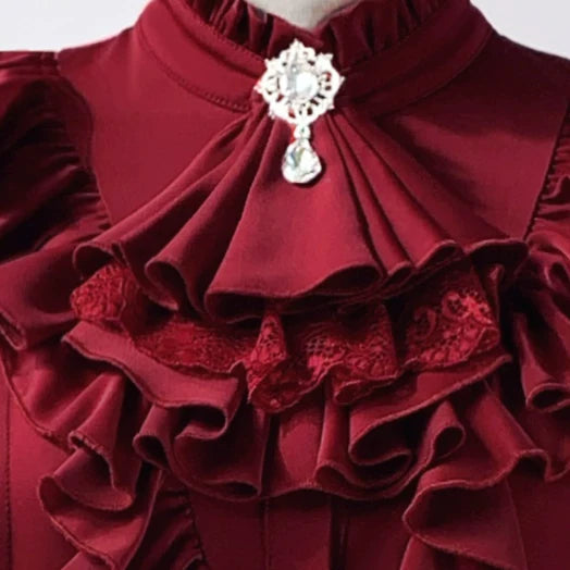 Night & Day Sonata - Ouji Lolita Layered Jabot, Metal Chain Brooch