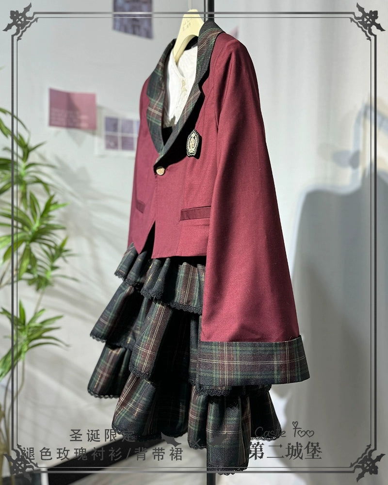 CastleToo~Christmas Limited~Ouji Lolita Suit Salopette Cape Mid-length Pants   