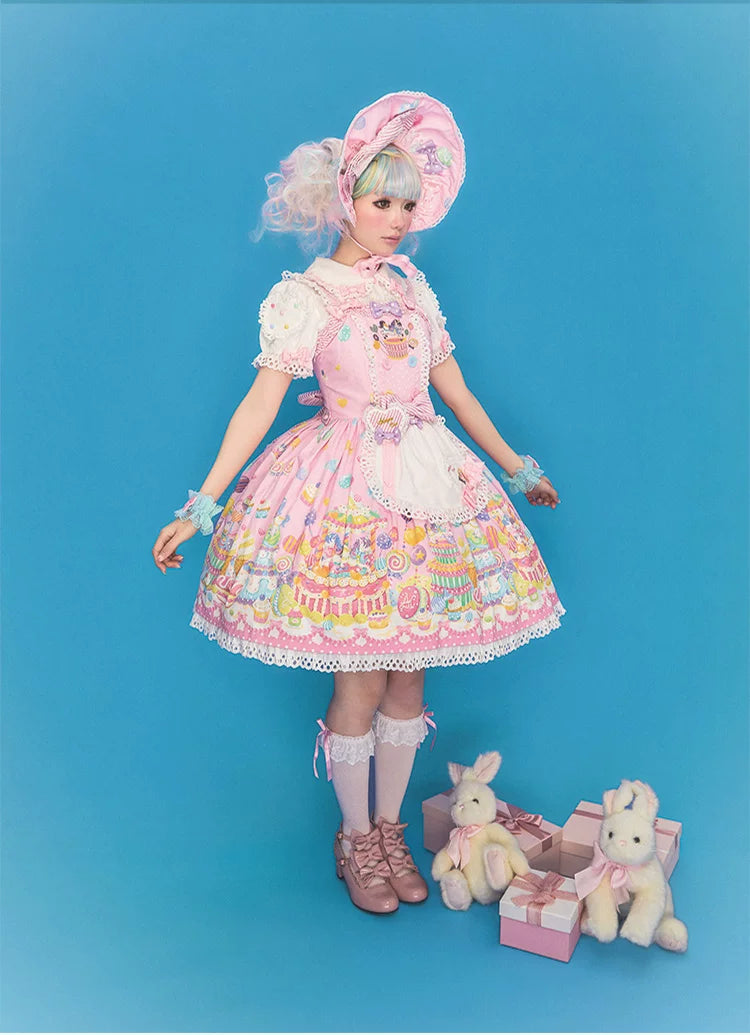Sweet Dessert Land - Kawaii Lolita OP & JSK Dress Suit, Cake Print 44542:811595