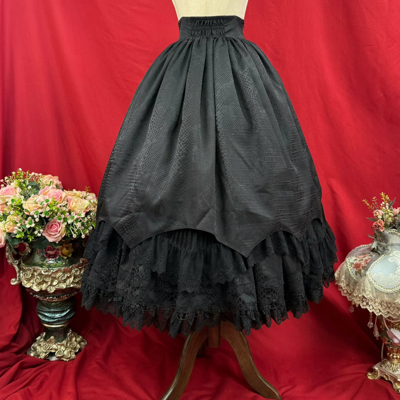 Broken Winged Bat - Gothic Lolita Shirt & SK Set, Bat-wing Shaped Hem 44706:824148