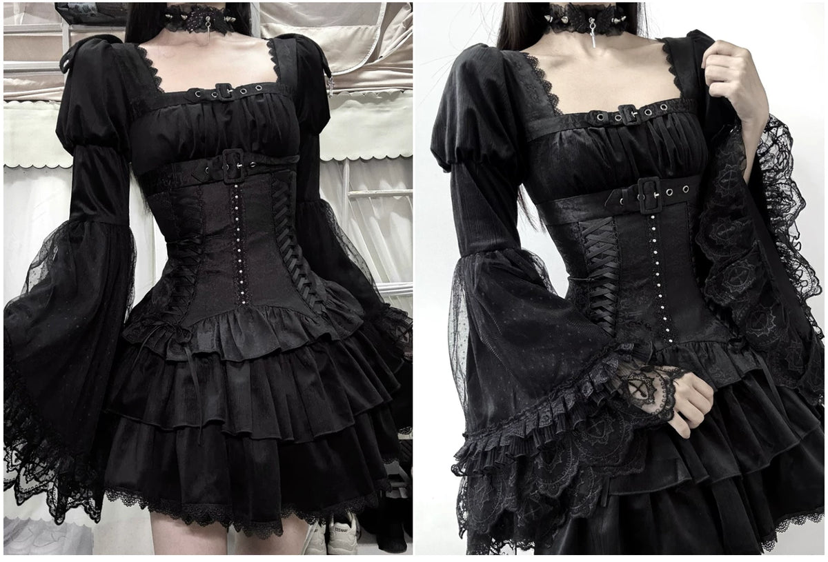 White Night Feather - Gothic Lolita OP Dress & Leg Warmers Set, Angel Cross Theme 46055:873982