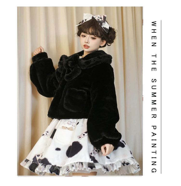 Eieyomi~Daily Lolita Coat Imitation Rabbit Hair Short Winter Coat   