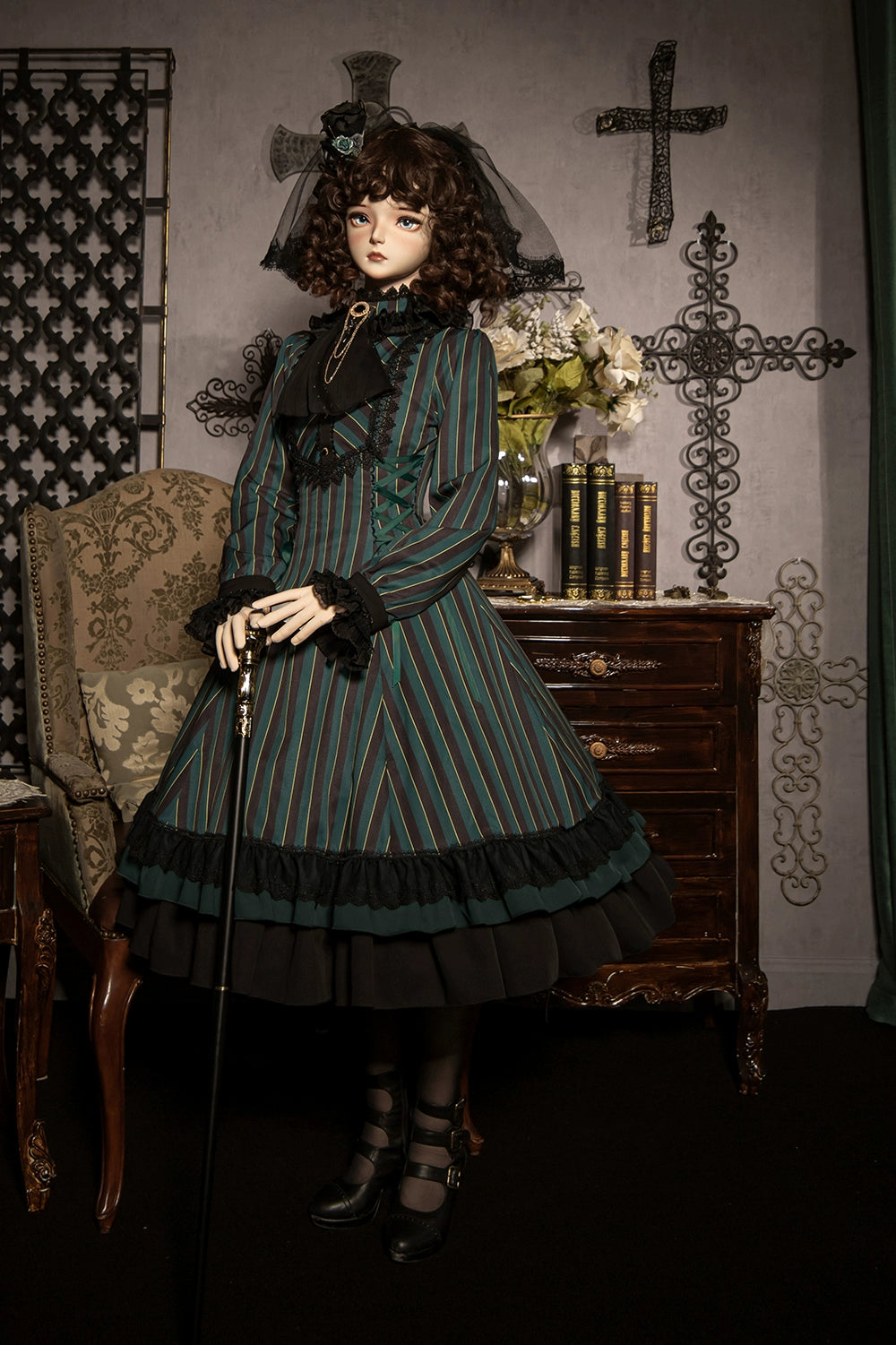 Miss Point~Perintz Manor~Gothic Lolita OP Long Sleeve Retro Lolita Dress   