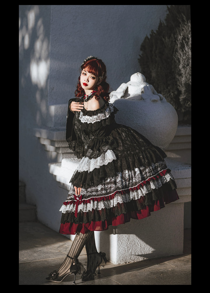 Alice in Wonderland~Undead Rider~Gothic Lolita OP Dress Winter Princess Sleeve Dress   