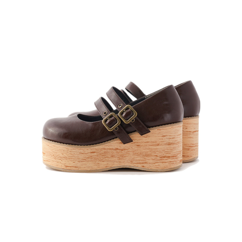 (Buy for me) MODO~Retro Lolita Round Toe Wood Bottom Shoes 34 brown (high heel) (34 35 36 37 38 39 40 41) 22594:319858