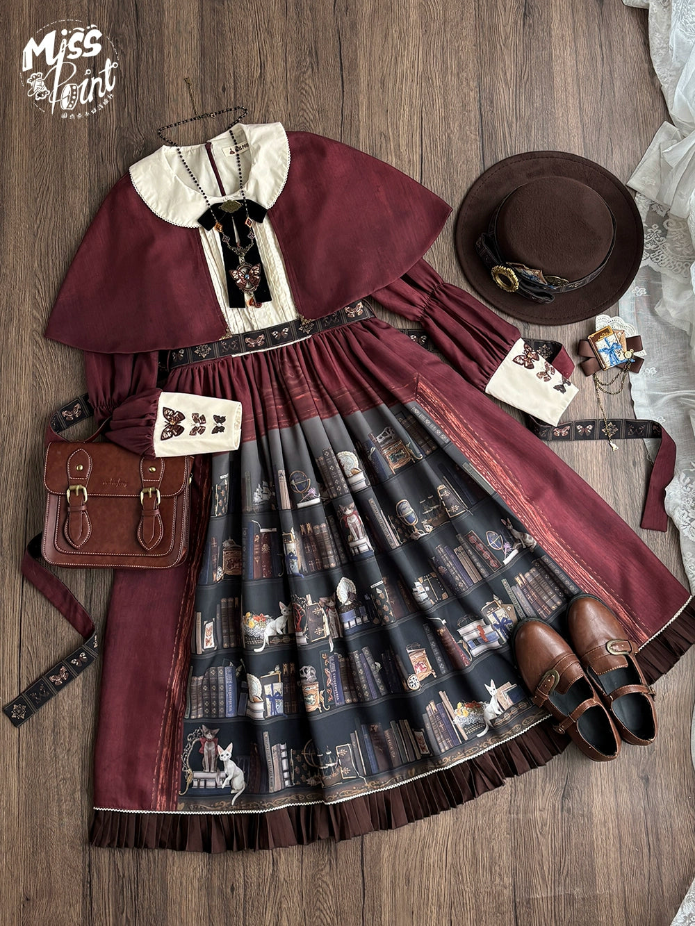 Miss Point - German Bookshelf - Classic Lolita OP Dress & Detachble Cape 44023:792355
