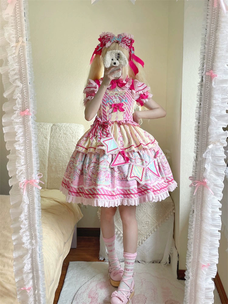 (Buyforme)Letters from Unknown Star~Candy Park Salopette Sweet Lolita Jumper Dress Set   