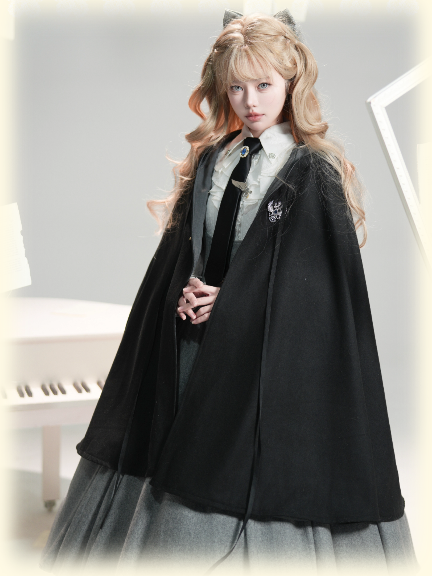 Wand Not for Your Lover - Wool Classic Lolita Bust Supporting JSK, Embroidered Shirt