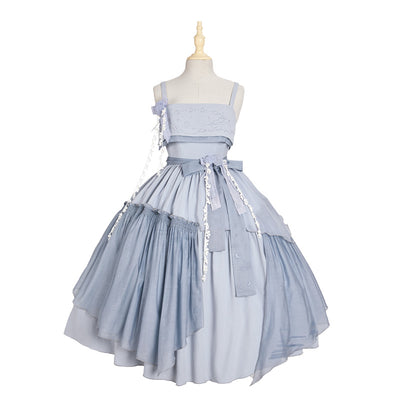 Nuit De Cellophane~Elegant Lolita JSK Dress Irregular Skirt Summer XS Blue JSK 