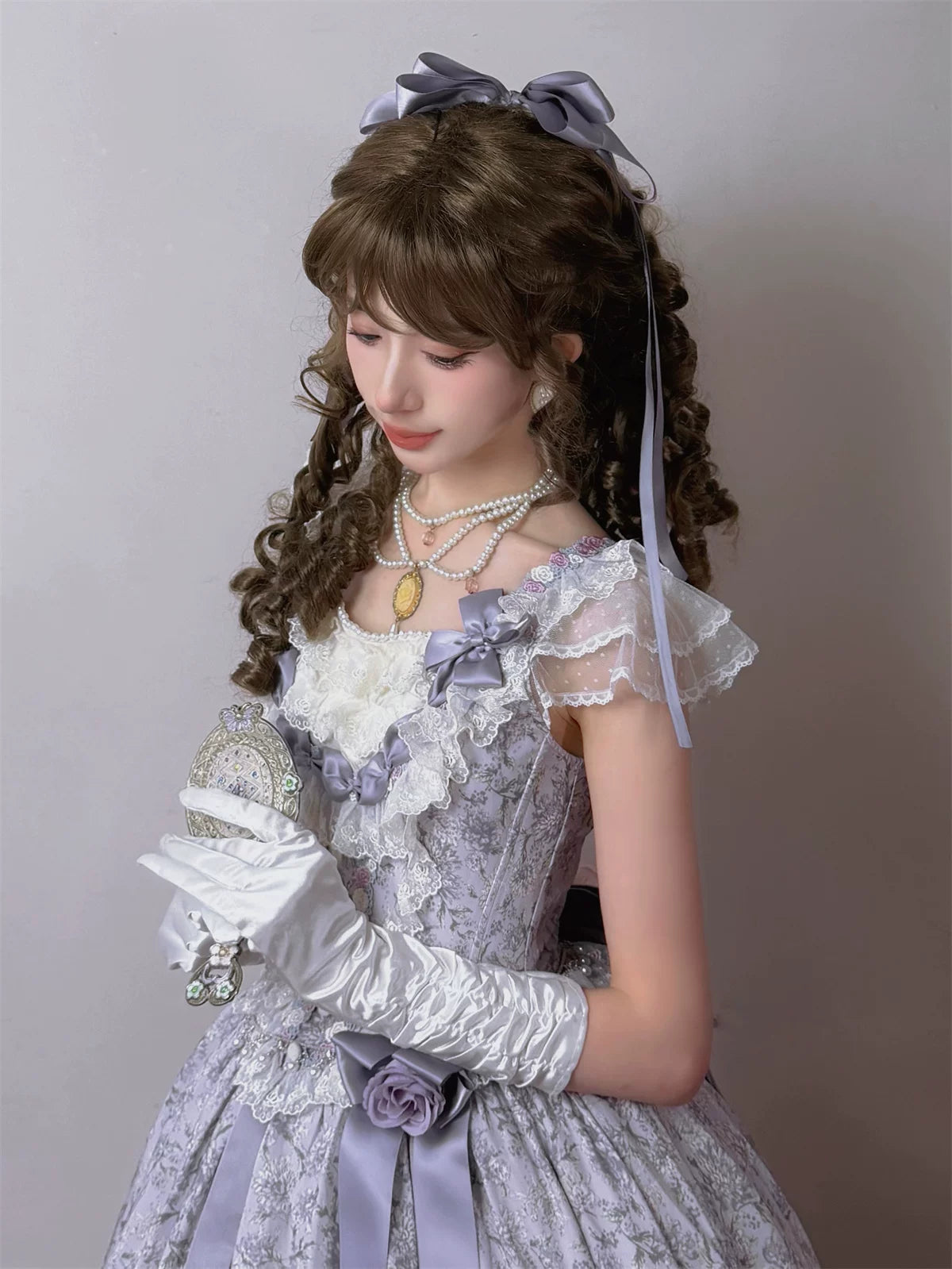 Dolota Flower Wall - Classic Lolita Floral OP Dress, Open Shoulder 44485:811133