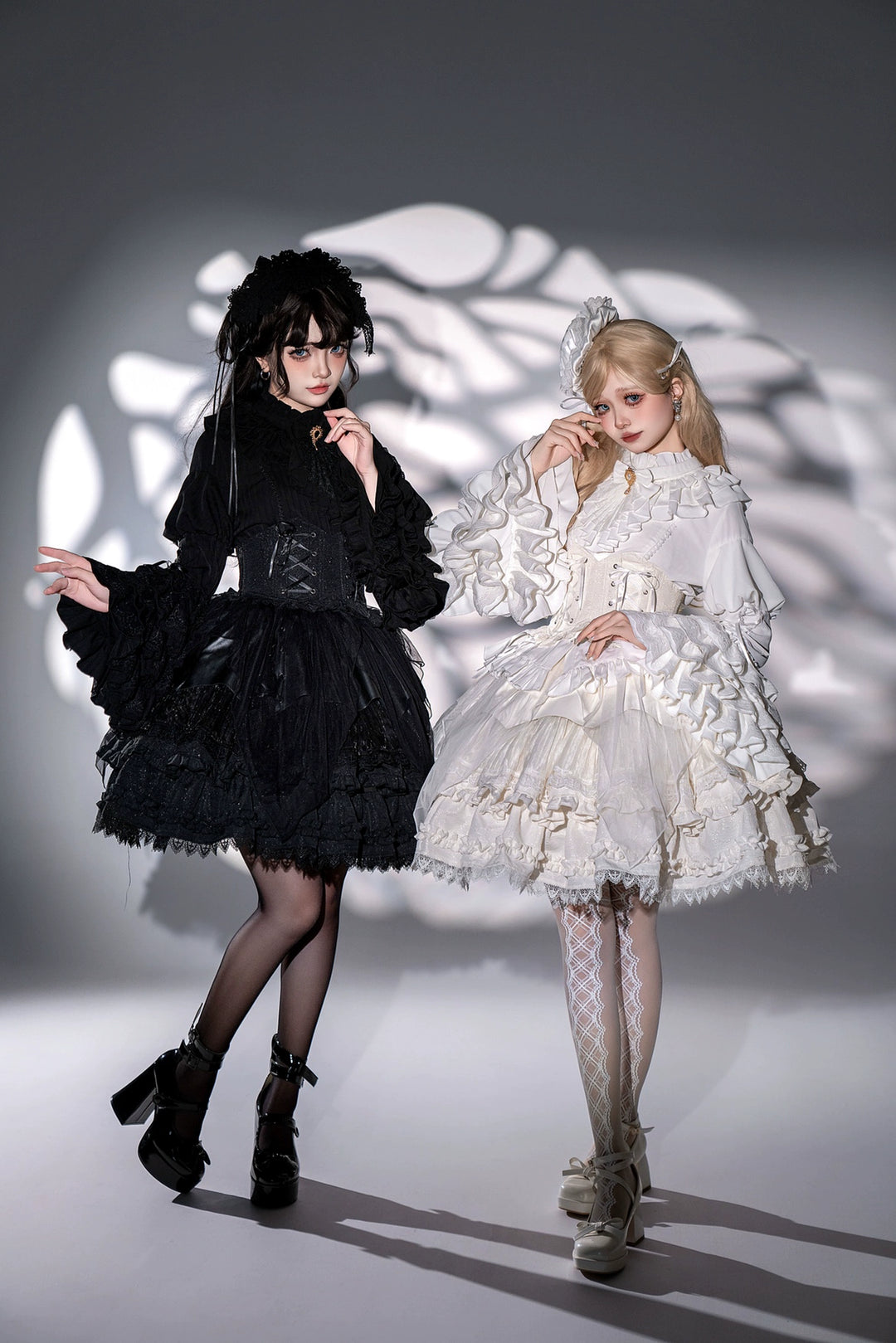 DMFS Lolita~Good and Evil Angel~Gothic Lolita SK Set Retro Princess Sleeve Blouse