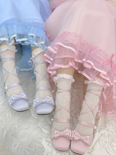 Pure Tea For Dream~Elegant Lolita Satin Mid Heel Shoes   