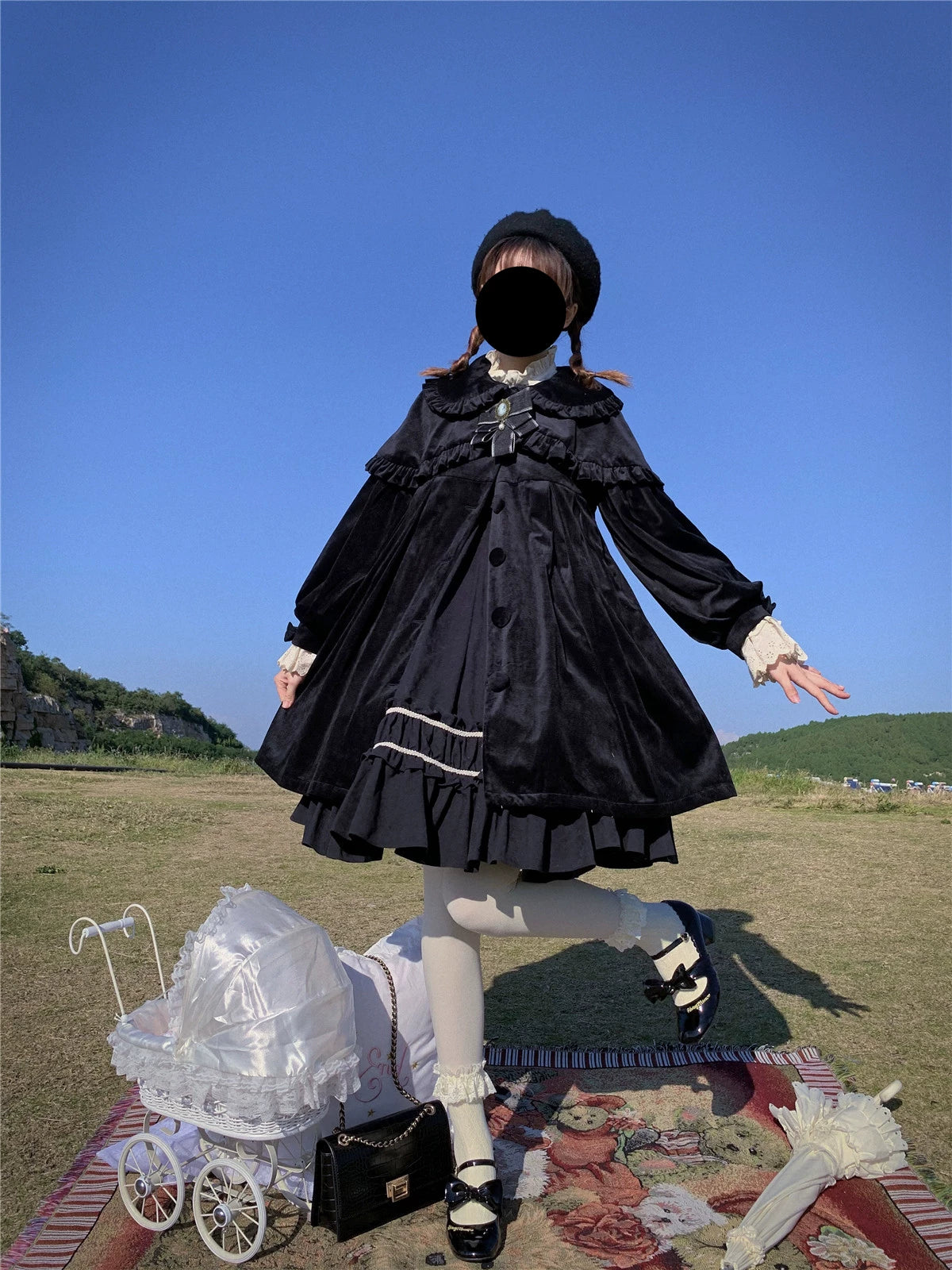 Dark Star Island~Winter Lolita Cape Velvet Antique Lolita Coat 32870:394834