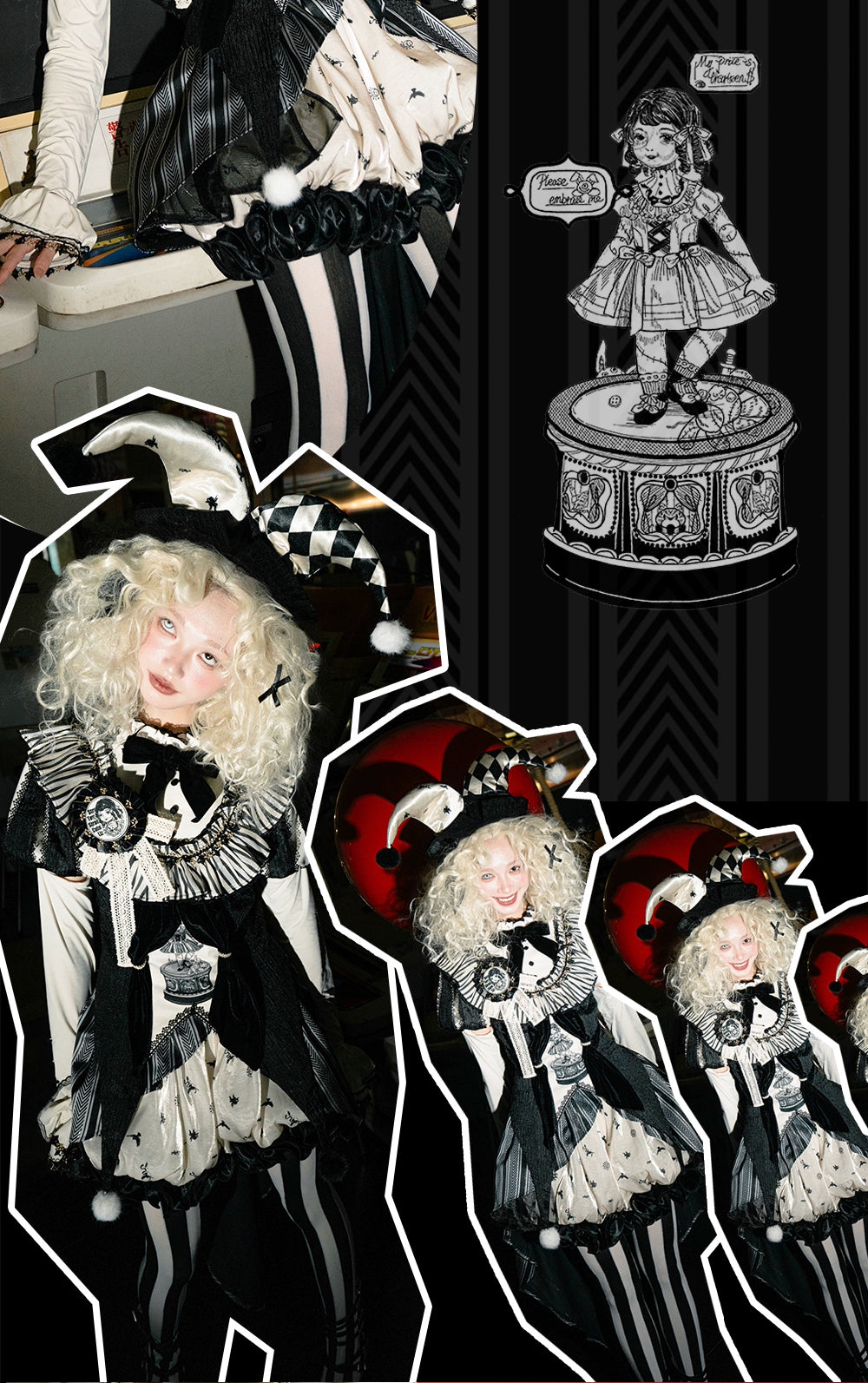LizBird - Bizarre Toy Box - Halloween Gothic Lolita Skirt Suit Goth Shirt and Bloomers 41912:718234