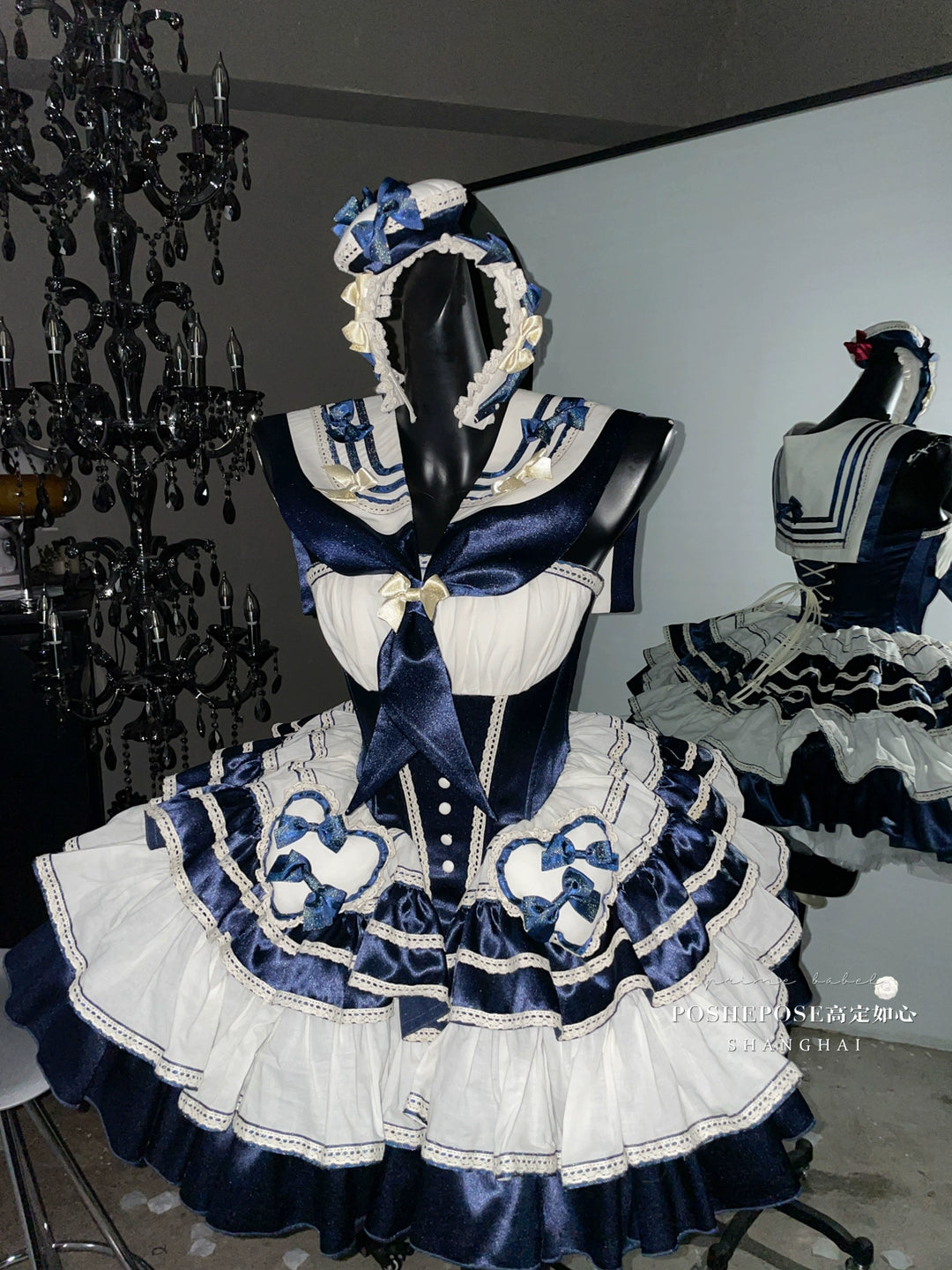 POSHEPOSE~Girl's Shore~High-End Sailor Lolita Dress Set   