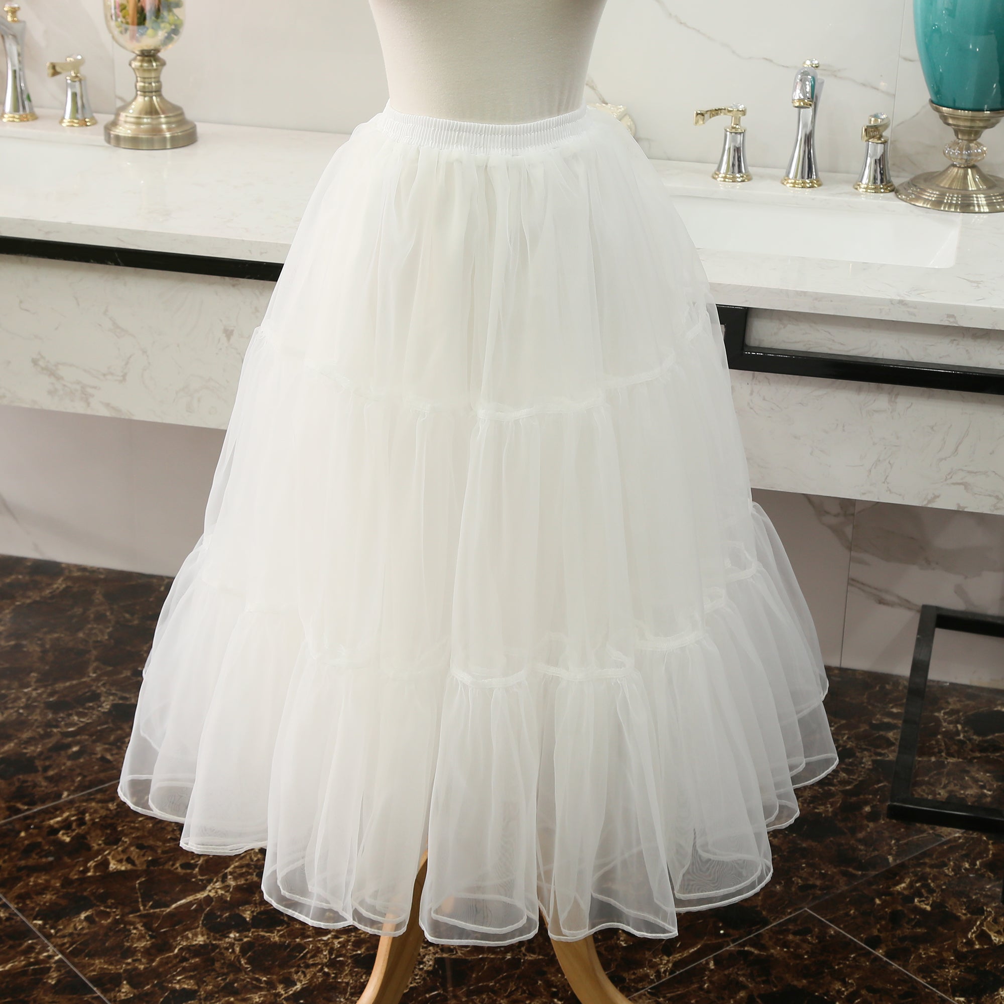 Manyiluo - Medium-length Boneless Lolita Petticoat White