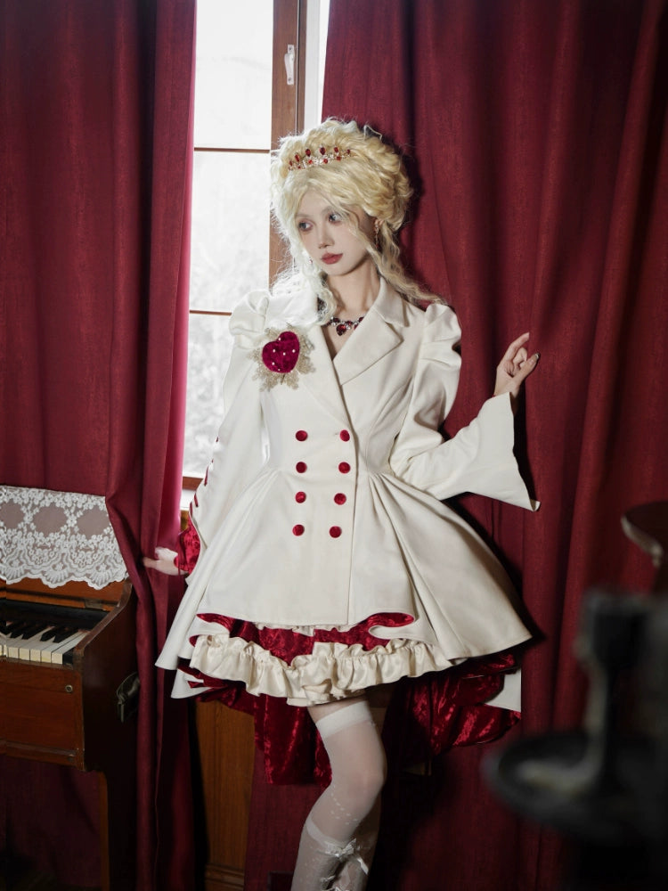 With PUJI~Mary's Heart~Classic Lolita Bodice Dress with Invisible Strap Irregular Coat