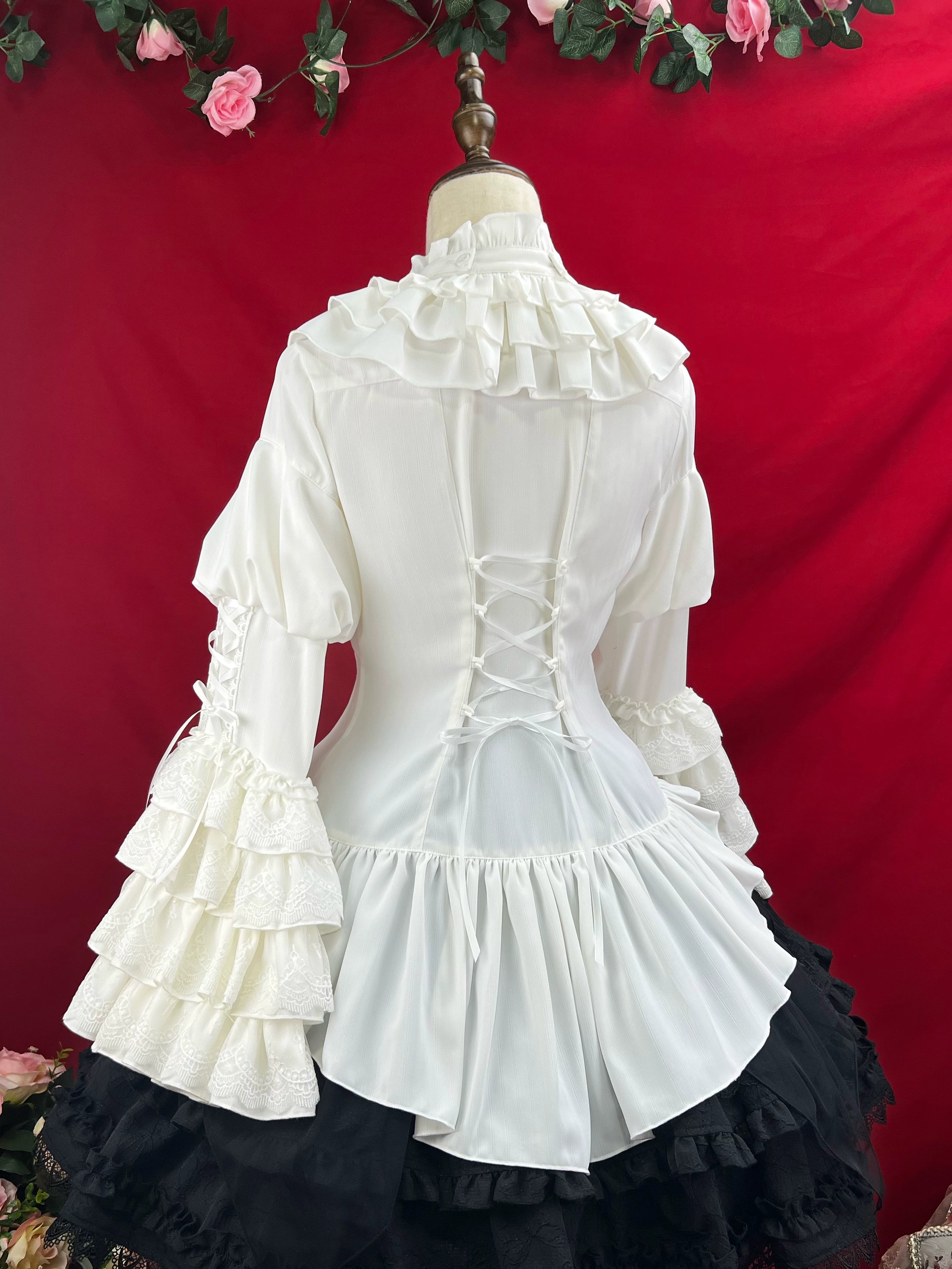 DMFS Lolita - Good and Evil Angel - Gothic Lolita SK Set Retro Princess Sleeve Blouse 41864:716538