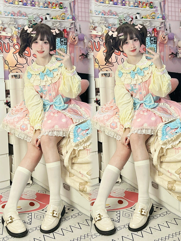 Mewroco~Frosting~Sweet Lolita Yellow Doll Collar Blouse   