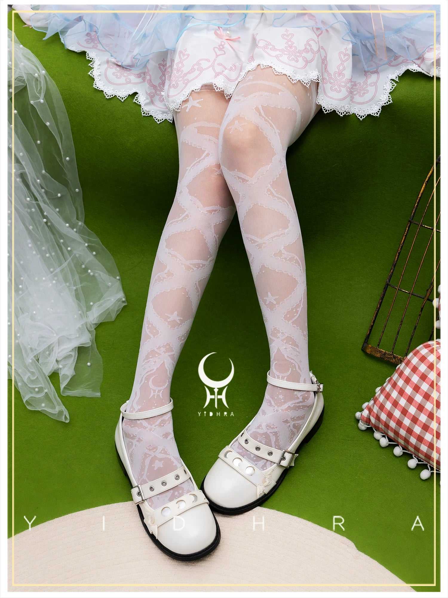 Stretchy Lolita Summer Lace Ribbon Printed Pantyhose 45660:857356