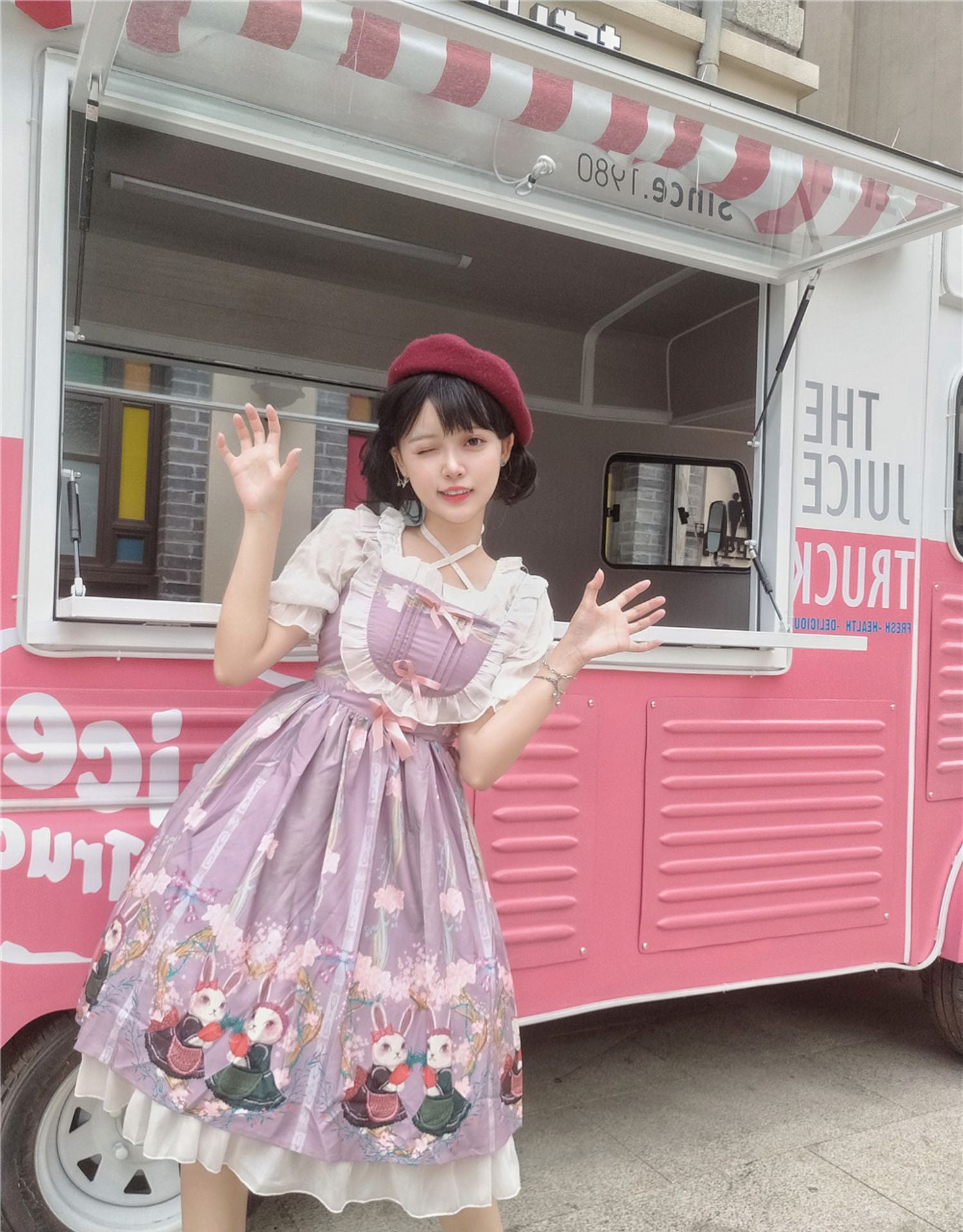 Niu Niu - Picnic Bunny Girl - Plus Size Lolita JSK Short Sleeve OP Dress